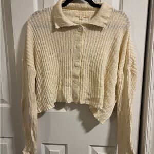 La Hearts Cream Ribbed Knit Cardigan